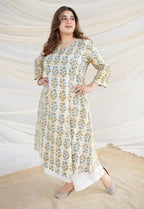 Kyra White Batik Kali Cotton Kurta