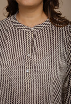 Daisy Off White Hand Block Print Cotton Straight Short Top