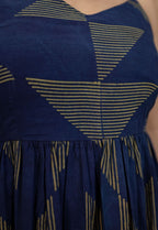 Eliya Indigo Ajrakh Cotton A Line Dress