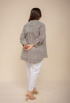 Daisy Off White Hand Block Print Cotton Straight Short Top