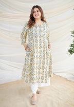 Kyra White Batik Kali Cotton Kurta