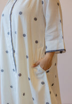 Aditi Off White Jamdani Handloom Cotton A Line Kurta