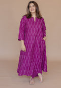 Geet Purple Handloom Ikkat Cotton A Line Kurta