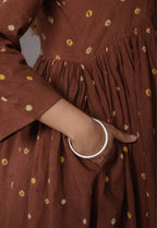 Trupti Brown Bandhani Cotton A Line Kurta Set (Set of 3)