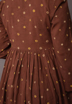 Trupti Brown Bandhani Cotton A Line Kurta Set (Set of 3)