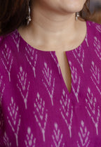 Geet Purple Handloom Ikkat Cotton A Line Kurta
