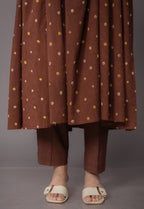 Trupti Brown Bandhani Cotton A Line Kurta Set (Set of 3)