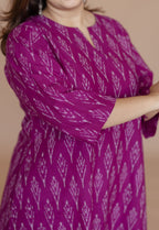 Geet Purple Handloom Ikkat Cotton A Line Kurta