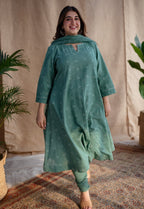 Sireen Dabu Slub Cotton Hand Embroidered Kali Kurta