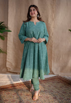 Sireen Dabu Slub Cotton Hand Embroidered Kali Kurta