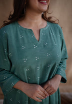 Sireen Dabu Slub Cotton Hand Embroidered Kali Kurta