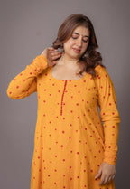 Akrita Yellow Bandhani Cotton Kali kurta Set (Set of 2)