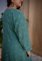 Sireen Dabu Slub Cotton Hand Embroidered Kali Kurta