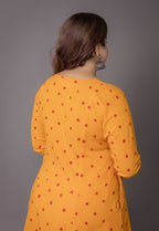 Akrita Yellow Bandhani Cotton Kali kurta Set (Set of 2)