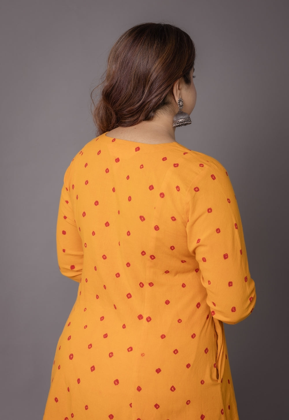 Akrita Yellow Bandhani Cotton Kali kurta Set (Set of 2)