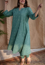 Sireen Dabu Slub Cotton Hand Embroidered Kali Kurta