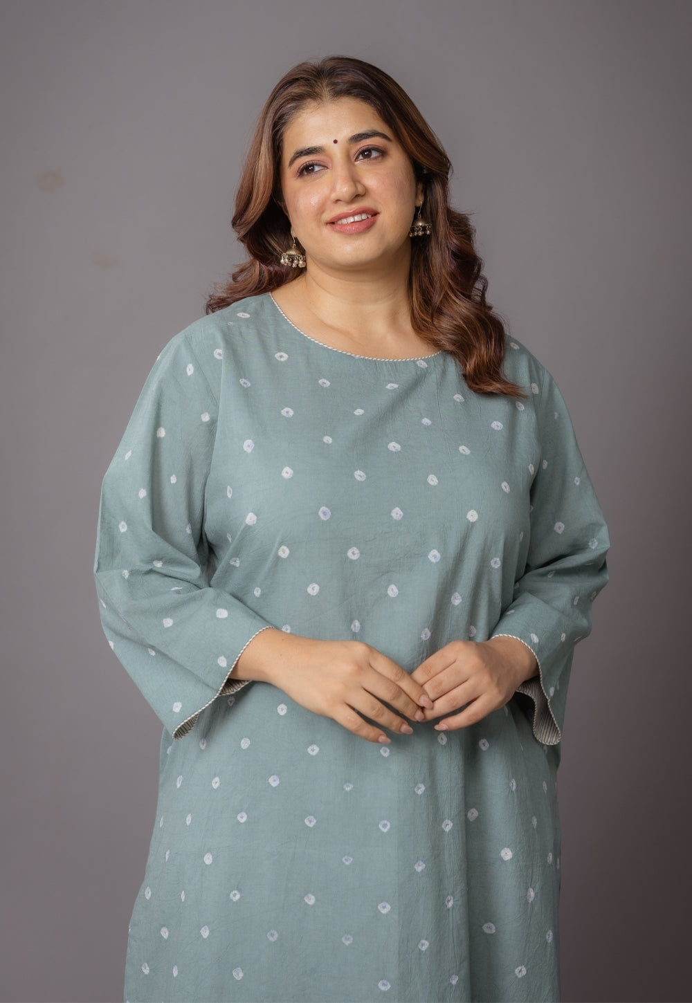 Harsha Green Bandhani Cotton Straight Kurta Set (Set of 2)