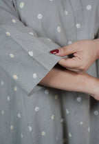 Atika Grey Bandhani Cotton Jhabbha Kali Kurta Set with Embroidery (Set of 2)