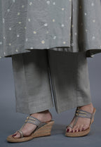 Atika Grey Bandhani Cotton Jhabbha Kali Kurta Set with Embroidery (Set of 2)