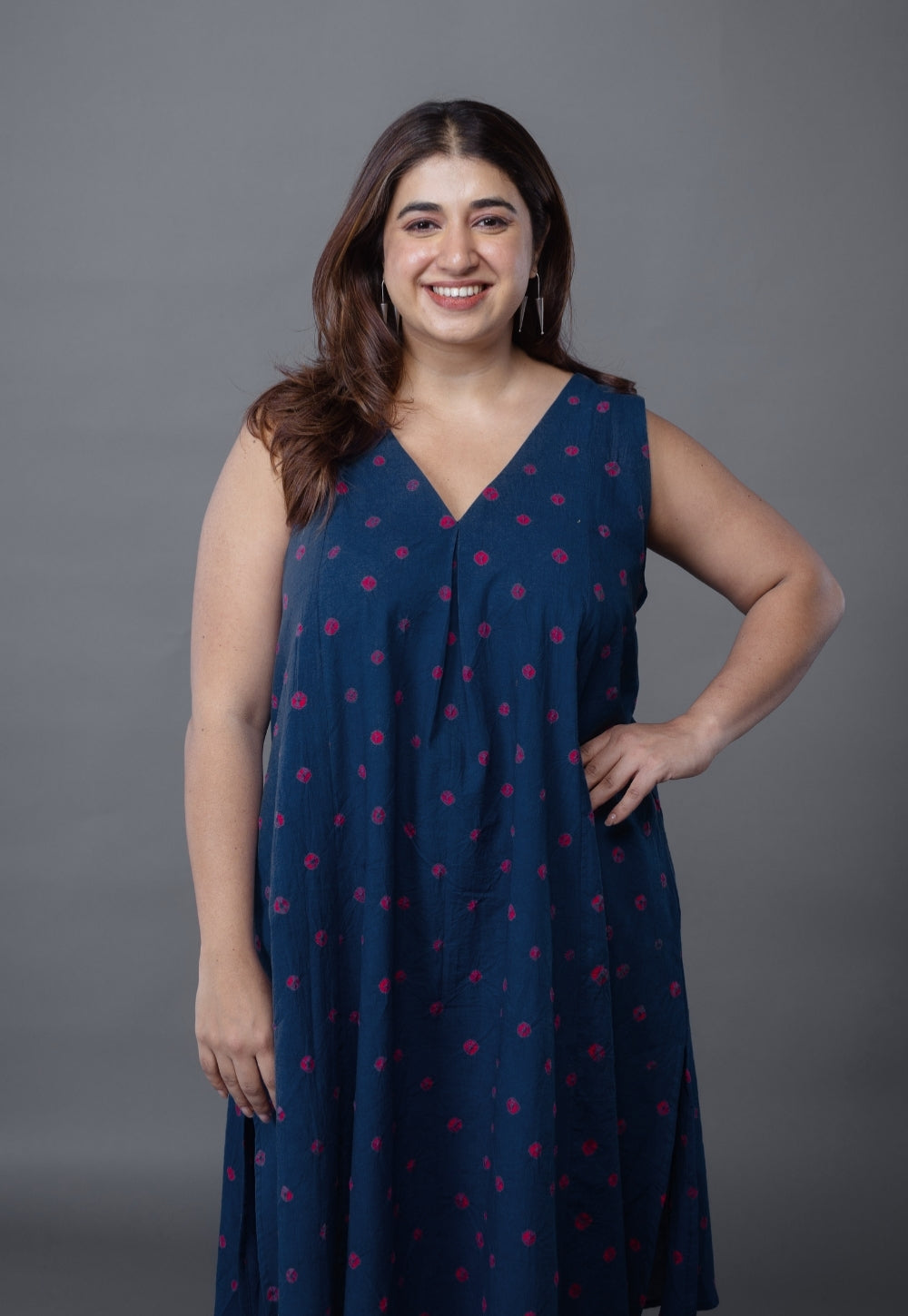 Raahi Blue Bandhani Cotton A Line Kurta Set (Set of 2)