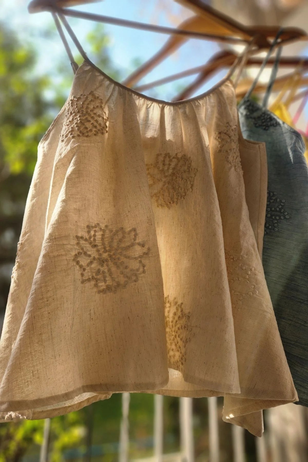 Aira Slim Strap Top in Beige