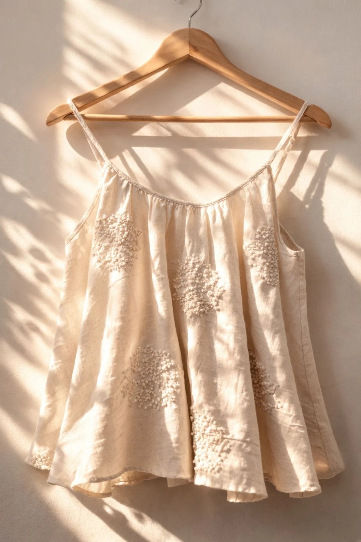 Aira Slim Strap Top in Beige