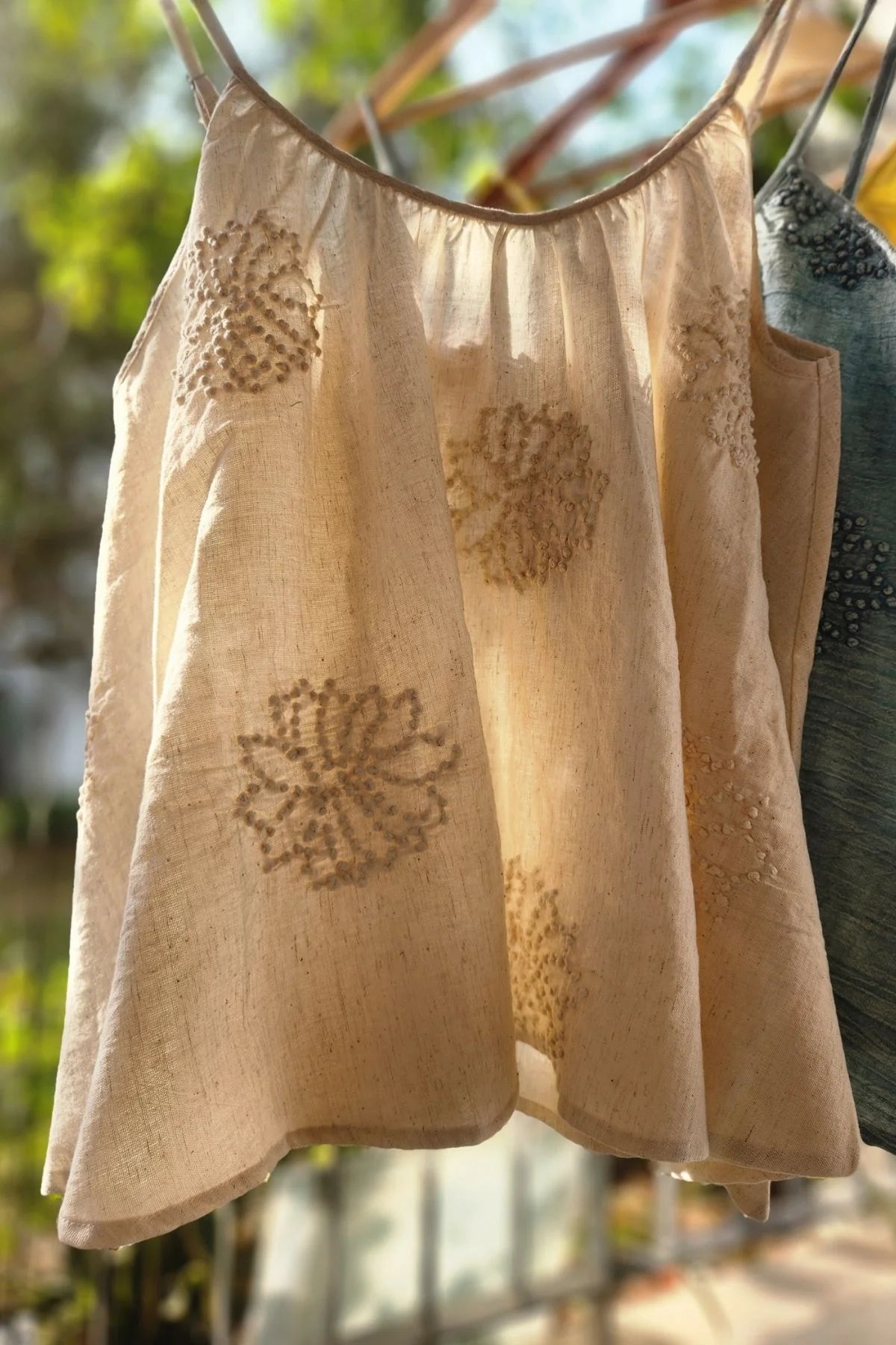 Aira Slim Strap Top in Beige