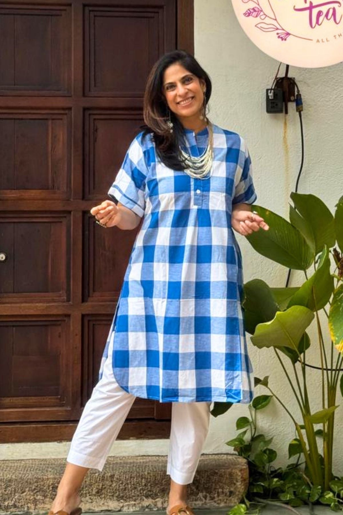 Zoya Tunic in Bright Blue Gingham
