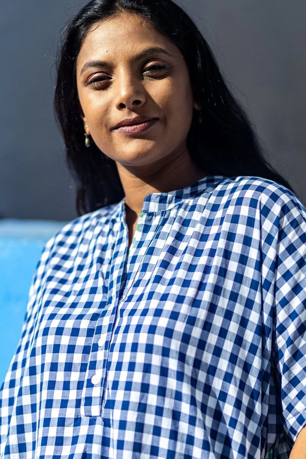 Zoya Tunic in Navy Blue Gingham