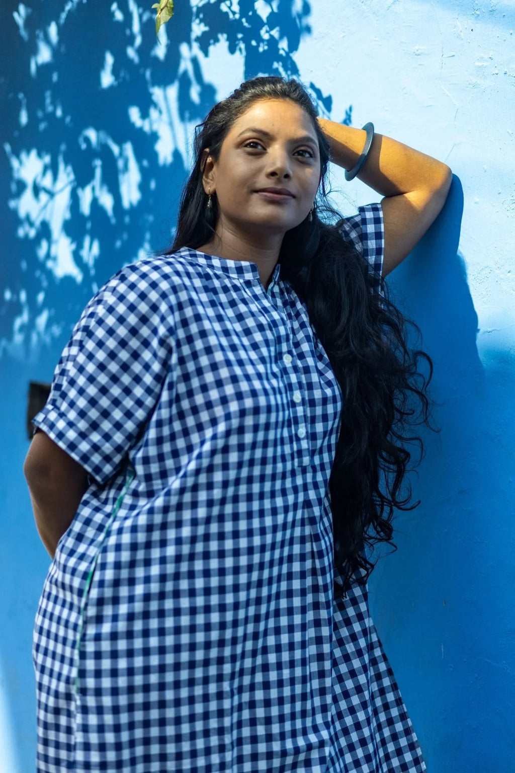 Zoya Tunic in Navy Blue Gingham