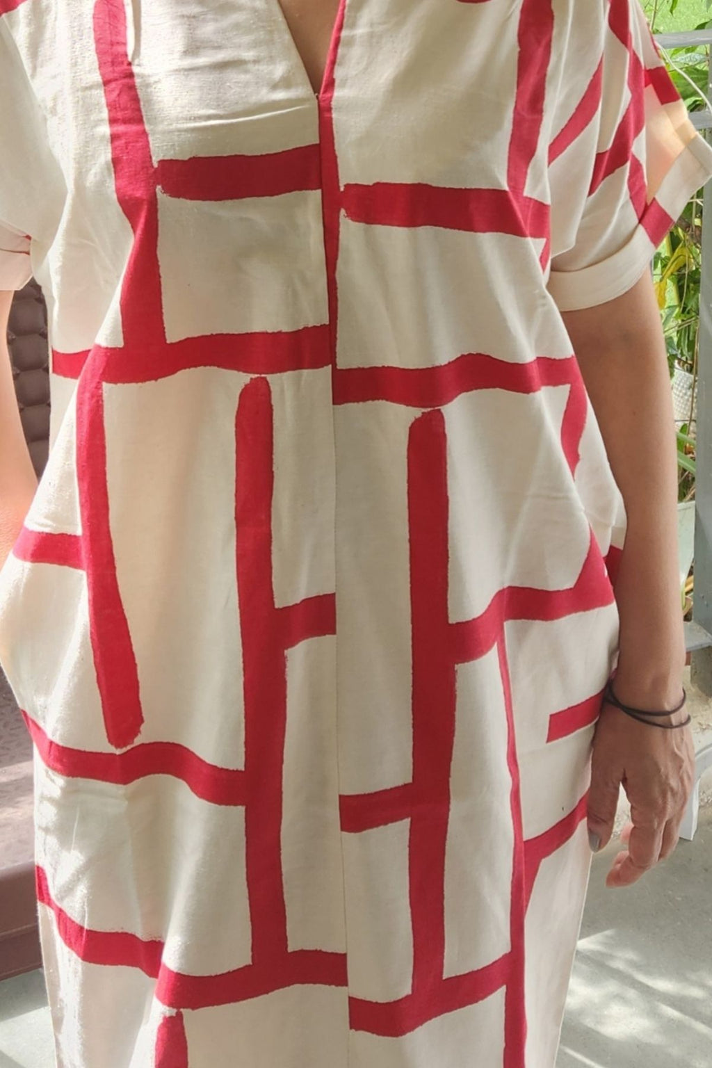 Elize Dress in Red Abstract Print