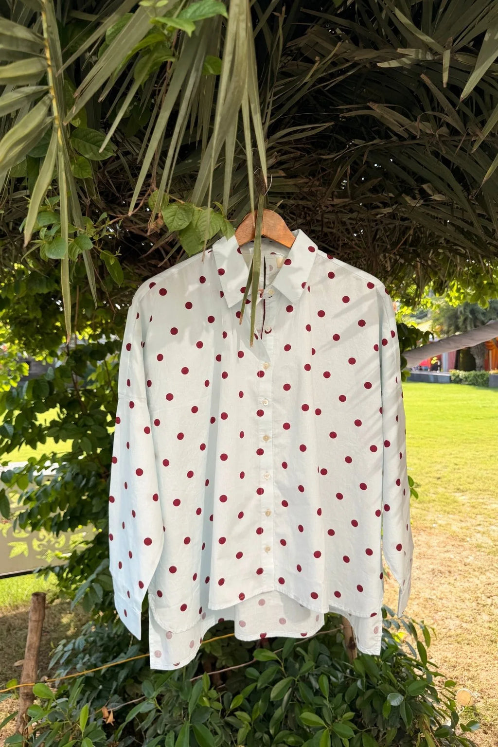 Fiza Shirt in Crimson Polka