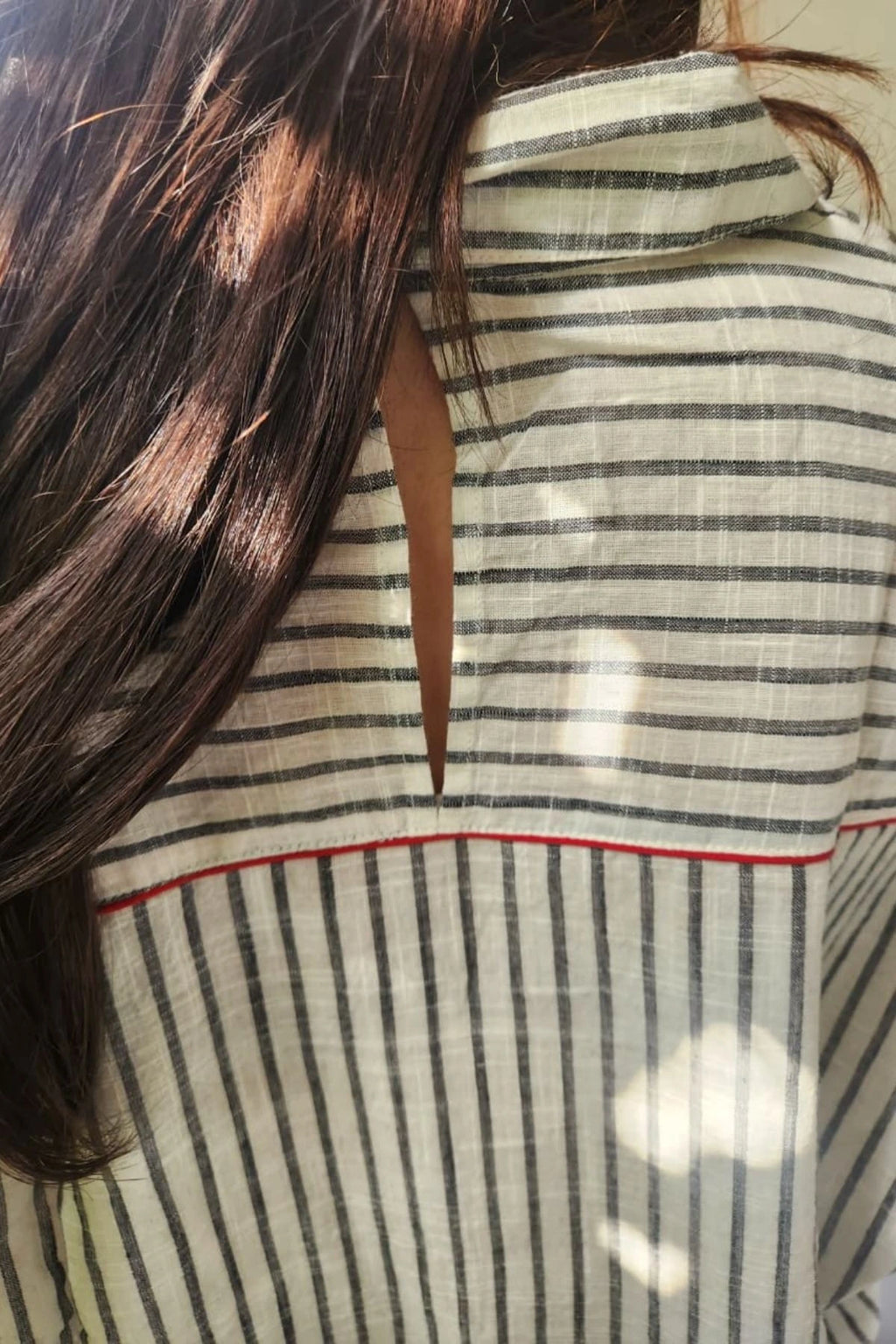 Fiza Shirt in Black & White Stripes