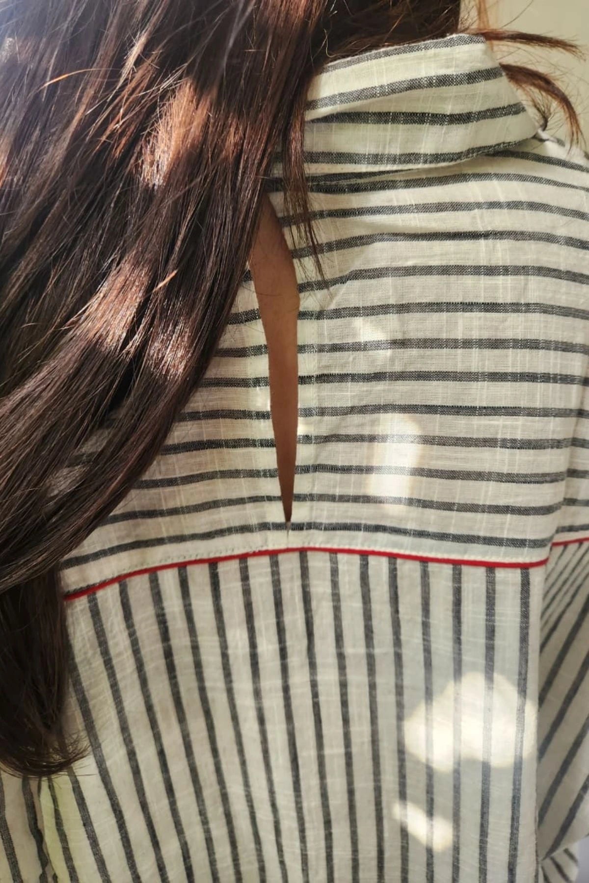 Fiza Shirt in Black & White Stripes
