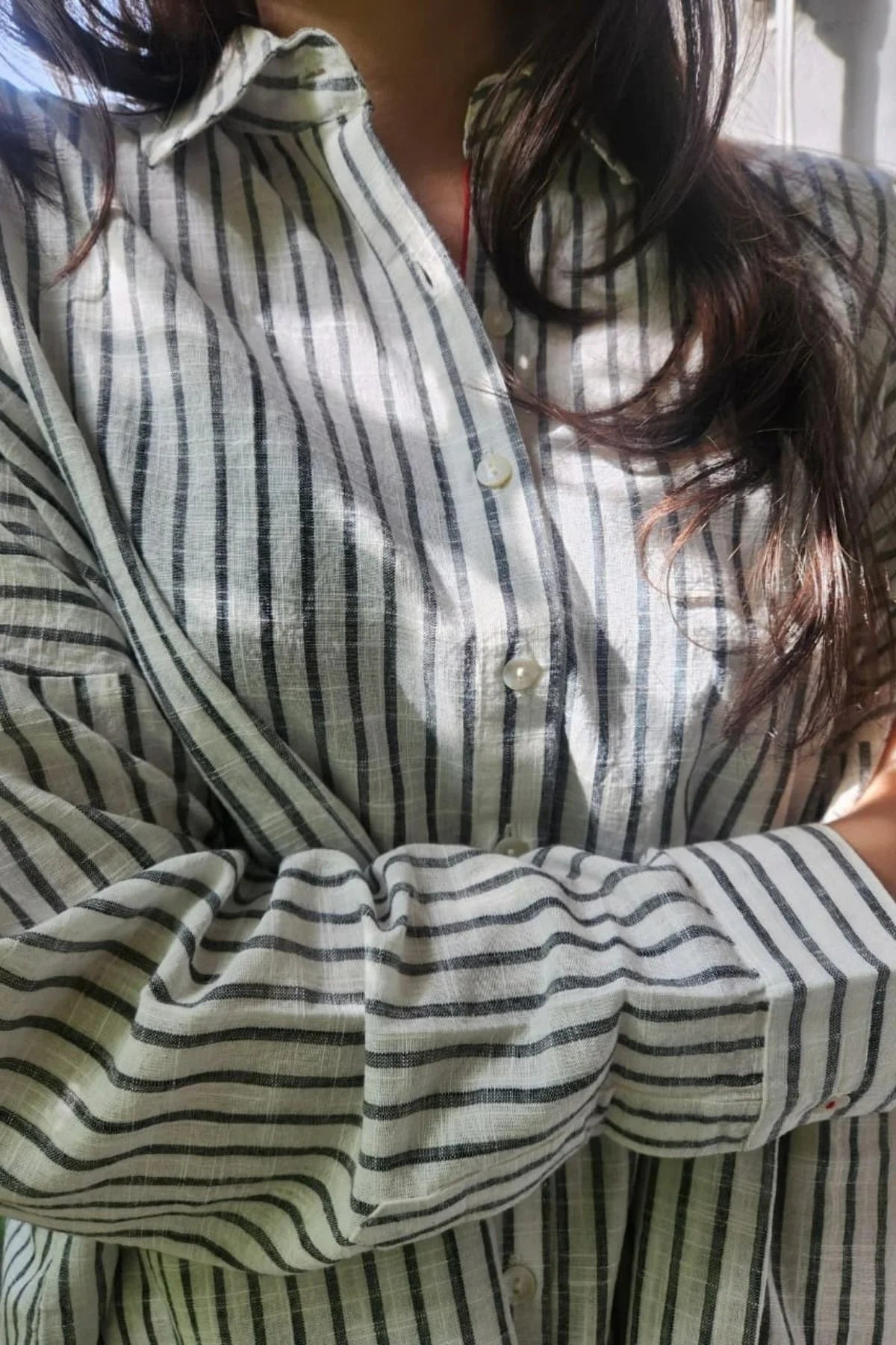 Fiza Shirt in Black & White Stripes