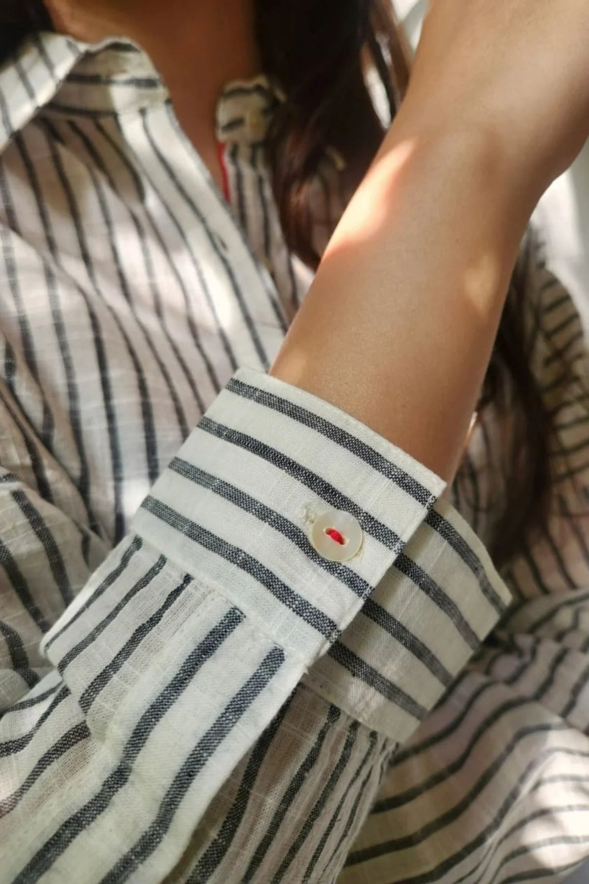 Fiza Shirt in Black & White Stripes