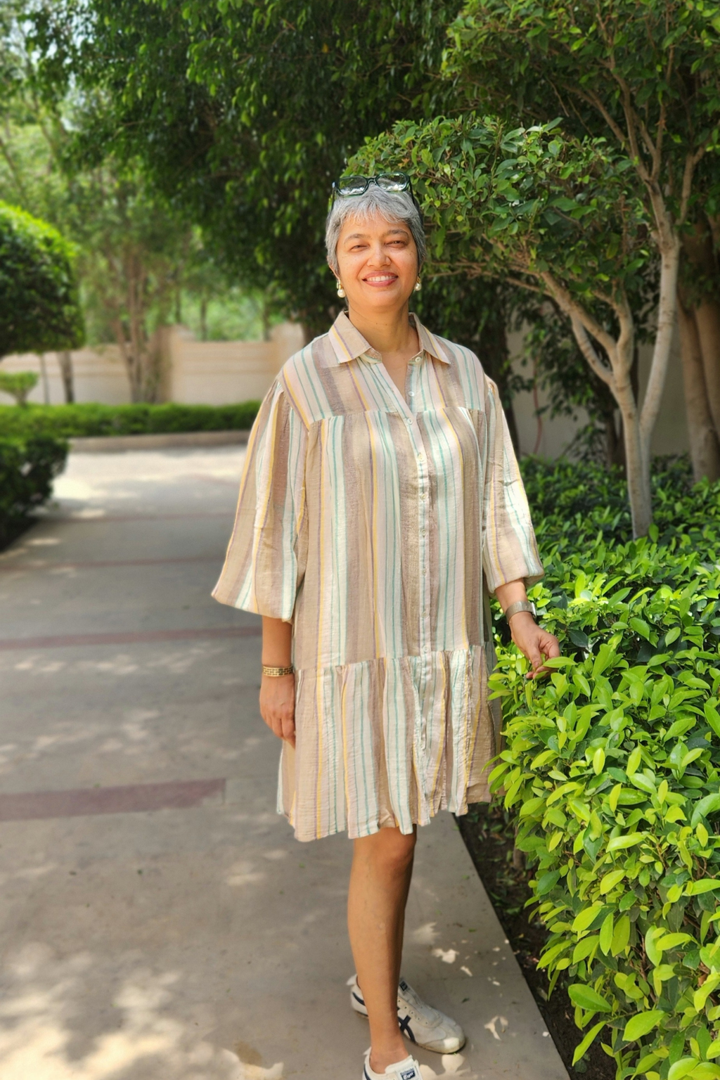 Lola Tiered Shirt Dress in Stripes
