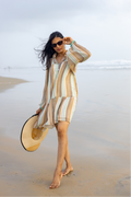 Lola Tiered Shirt Dress in Stripes