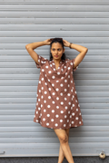 Noa Dress - Brown Polka
