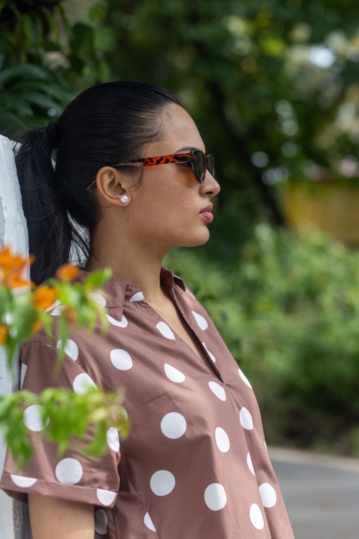 Noa Dress - Brown Polka