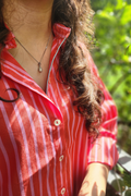 Reva Button Down Shirt in Red Pink Stripe