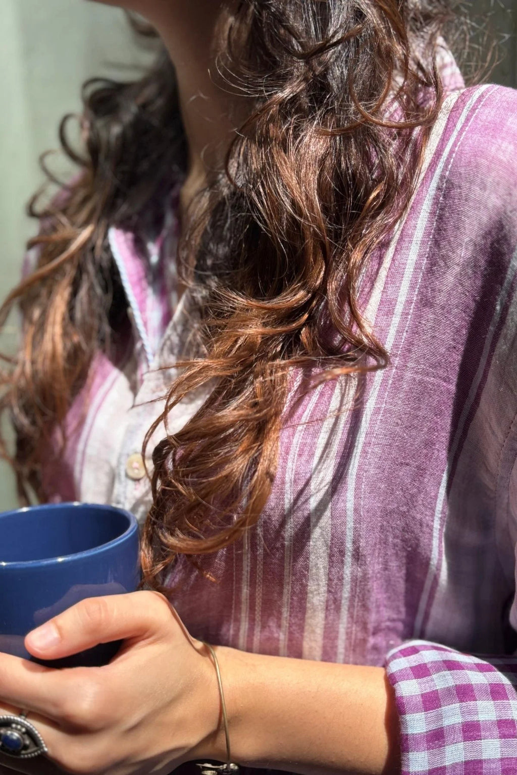 Sol Men Shirt in Purple & Mauve Stripes