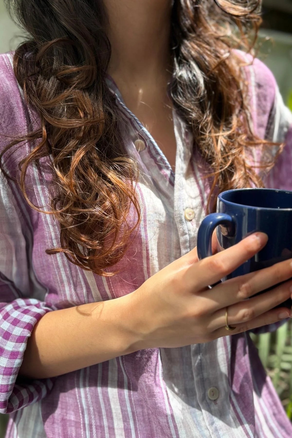 Sol Men Shirt in Purple & Mauve Stripes