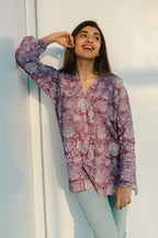 Tapsi Sanganeri Purple Cotton Top