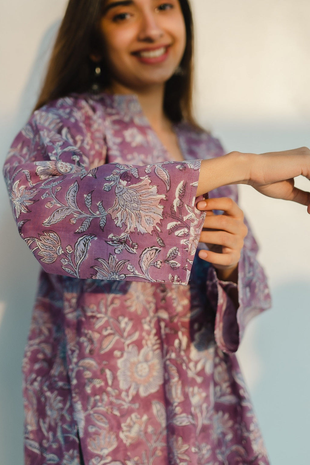 Tapsi Sanganeri Purple Cotton Top