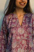 Tapsi Sanganeri Purple Cotton Top