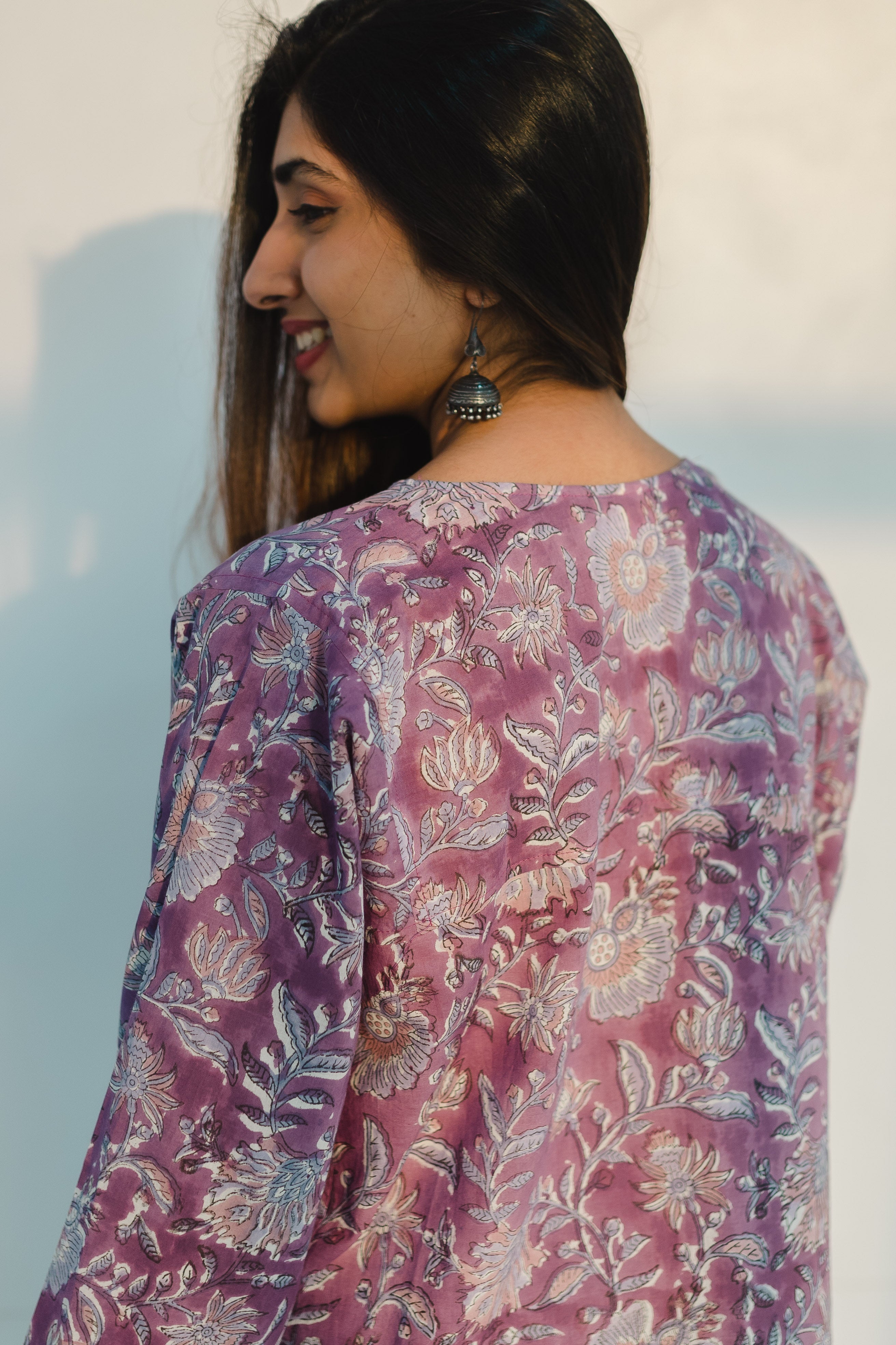 Tapsi Sanganeri Purple Cotton Top