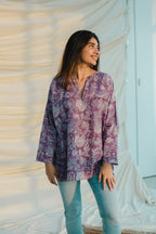 Tapsi Sanganeri Purple Cotton Top