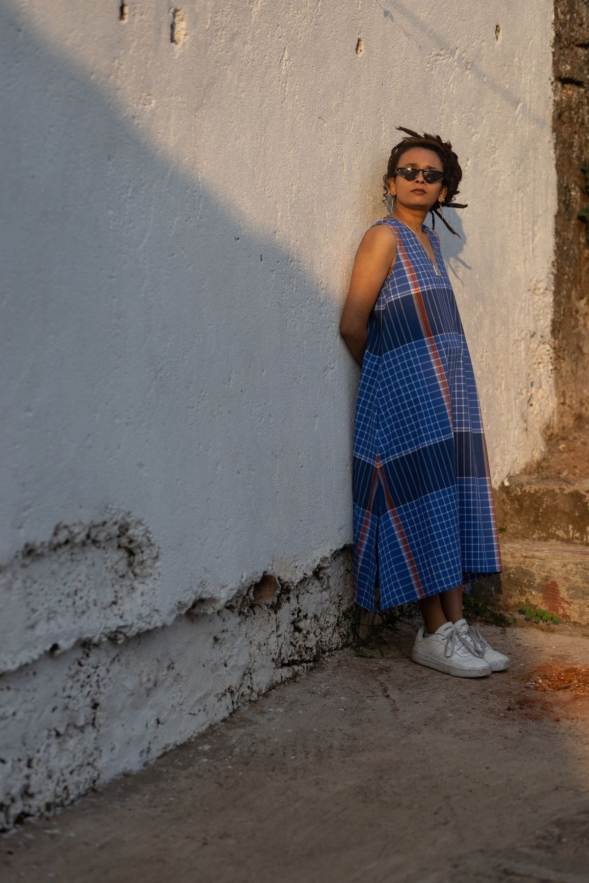 Umi Sleeveless Dress in Blue Madras Checks