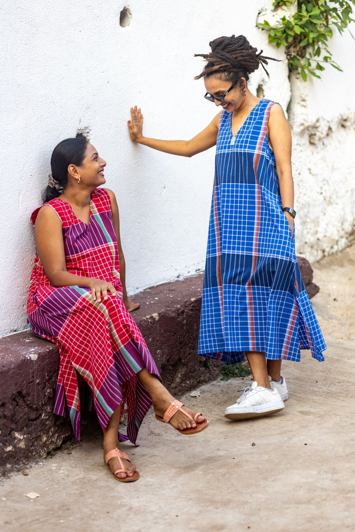 Umi Sleeveless Dress in Blue Madras Checks